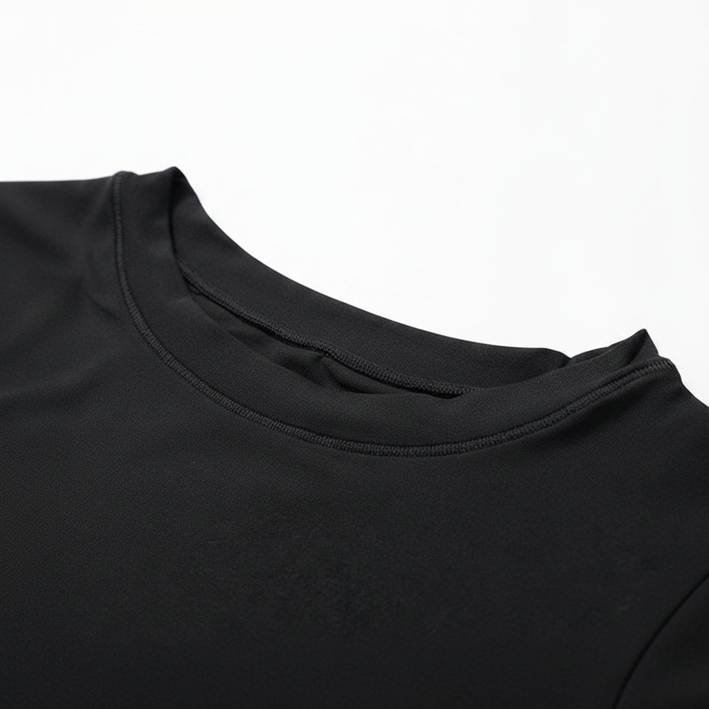 Black Crop Tee - Neckline Detail