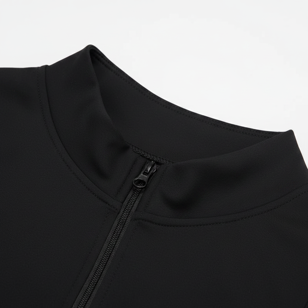 Black Crop Top - Zipper Detail