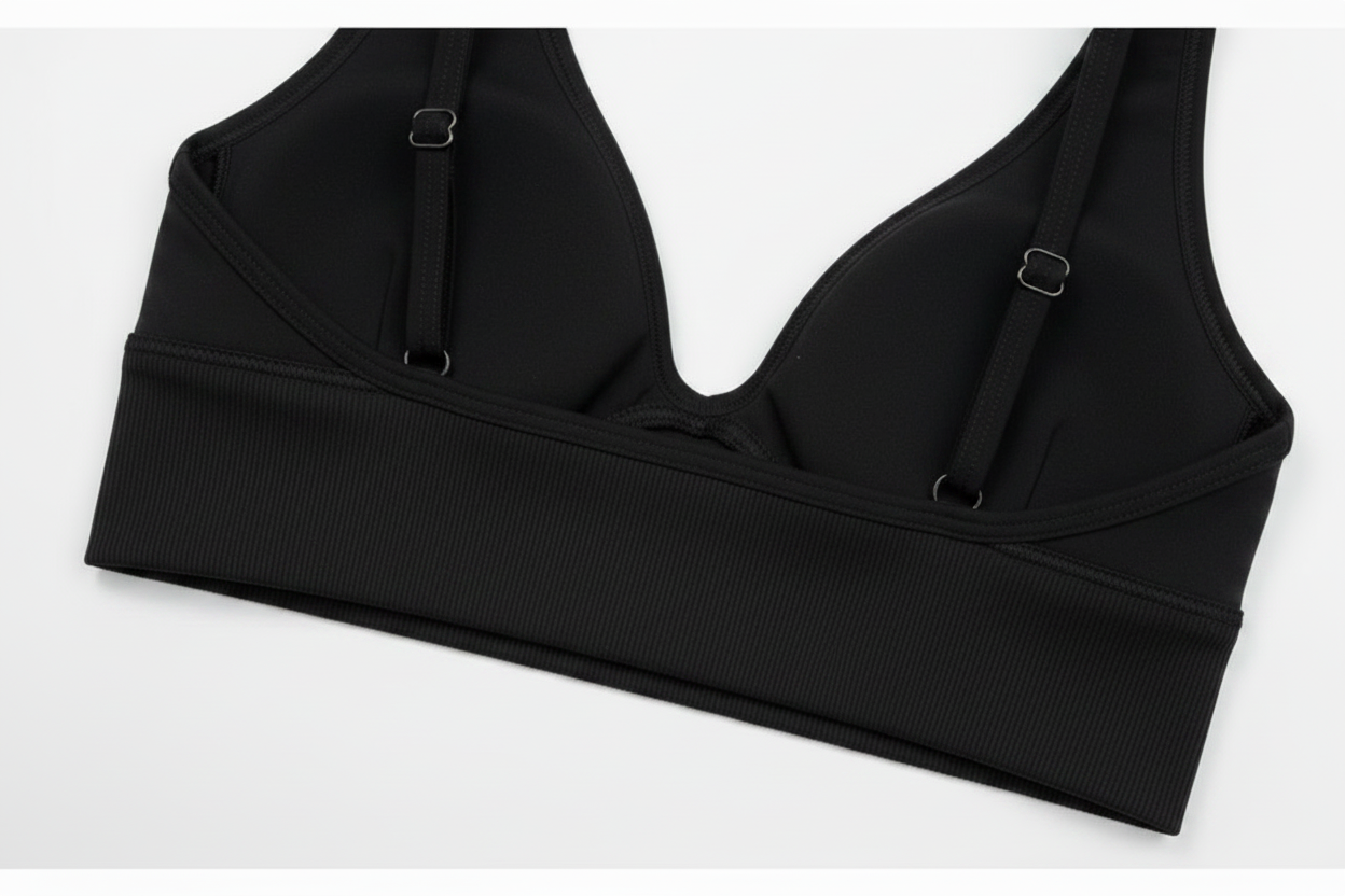Black sports bra hem detail