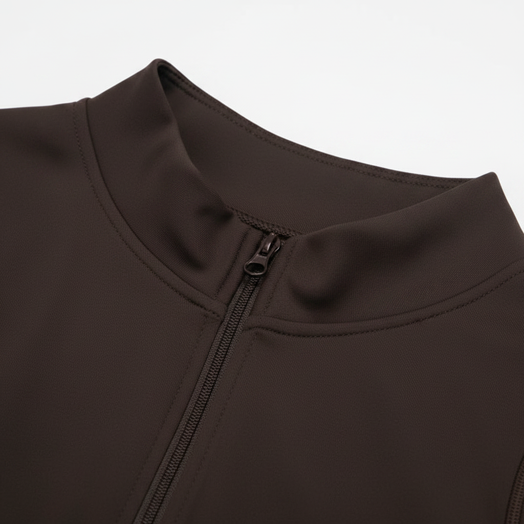Brown Crop Top - Zipper Detail