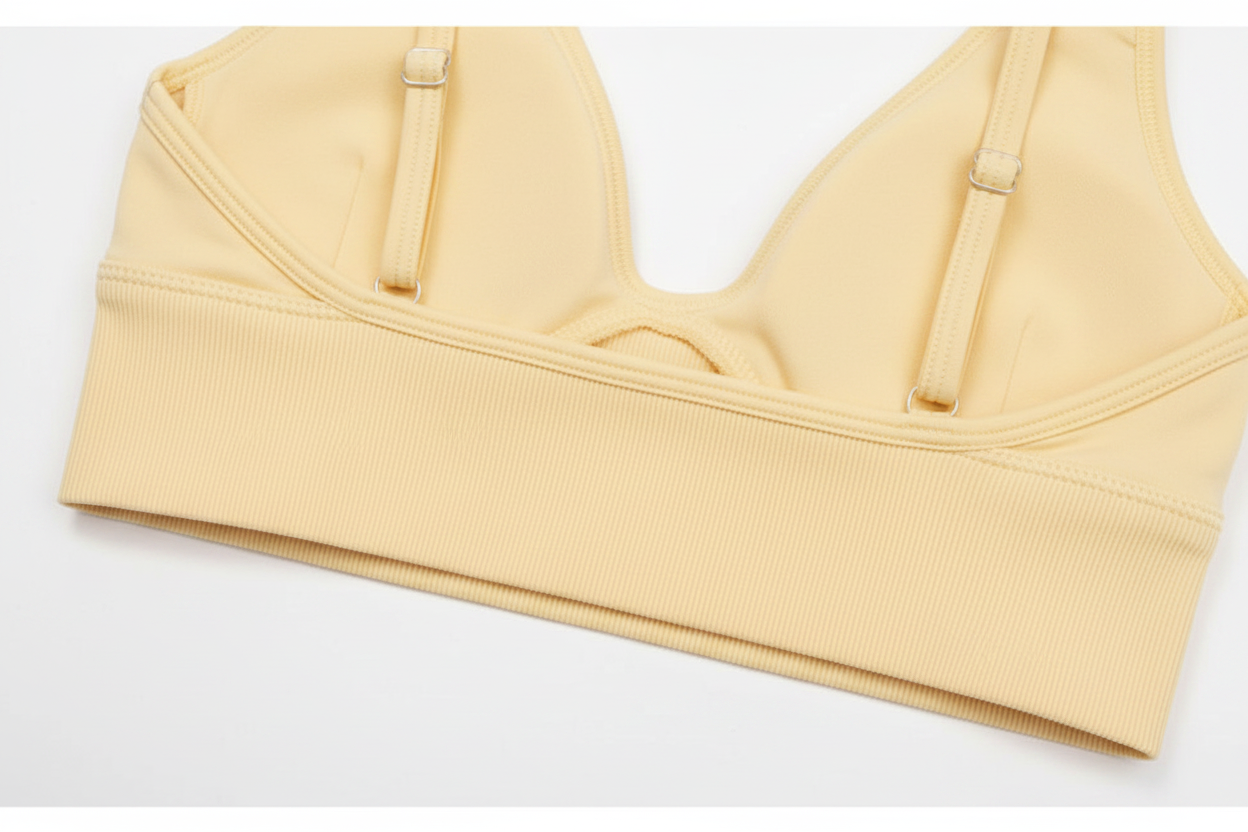 Butter yellow sports bra hem detail