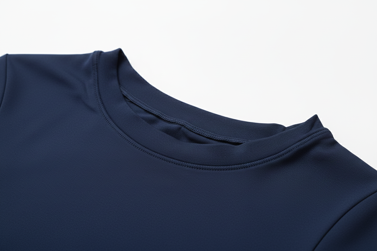 Navy crop tee neckline detail
