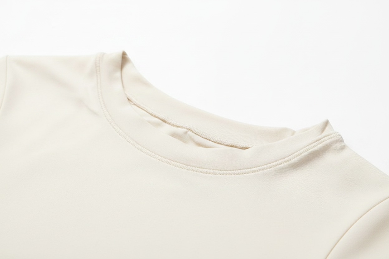 Off-white crop tee neckline detail