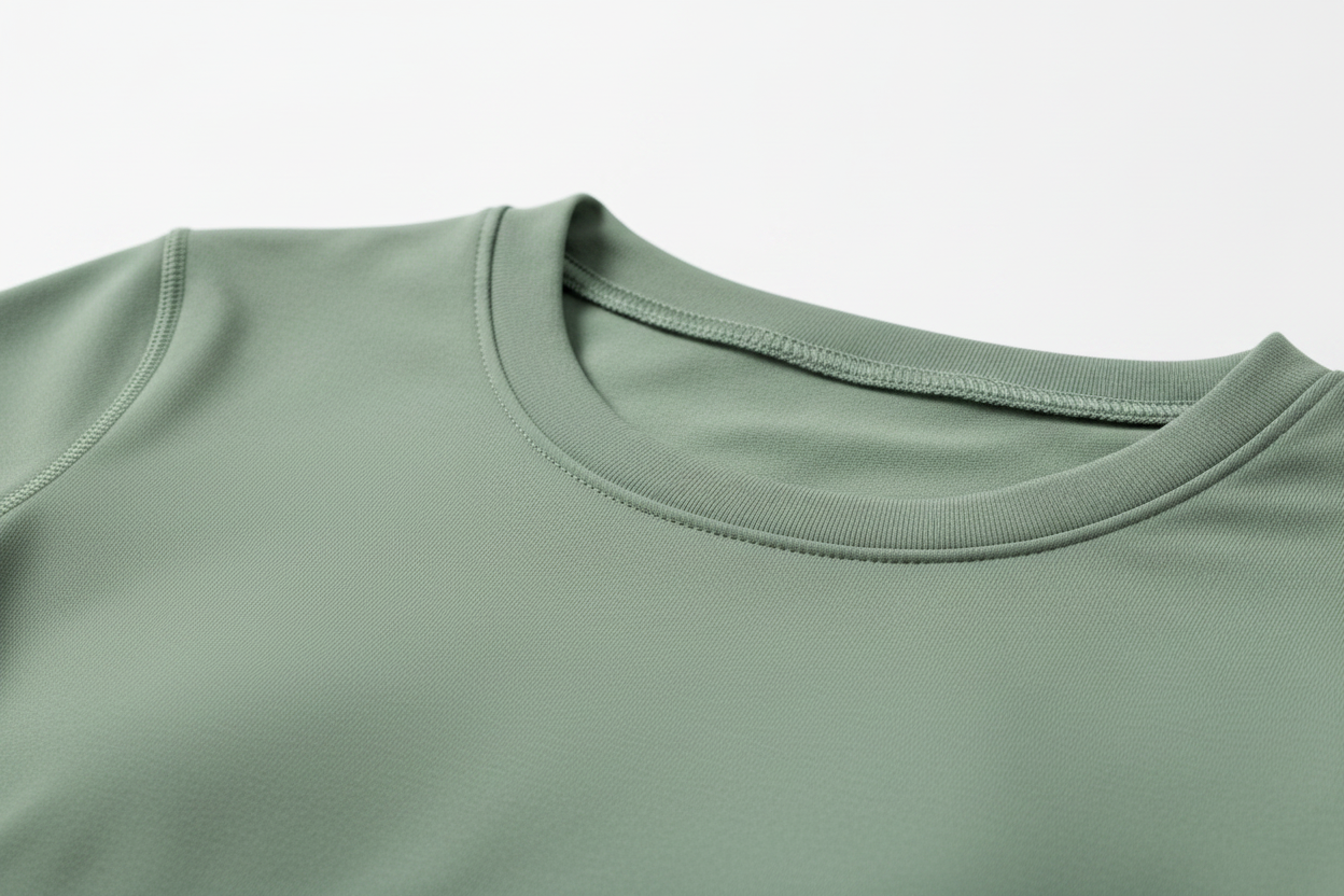 Sage green crop tee neckline detail