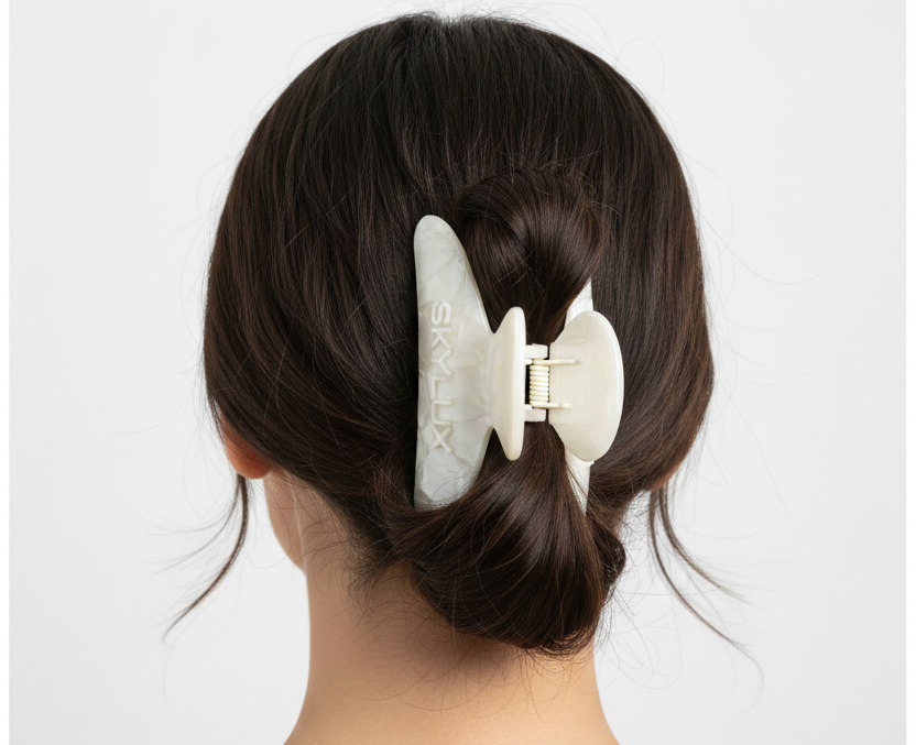 Sky Lux White Marble Clip - Back