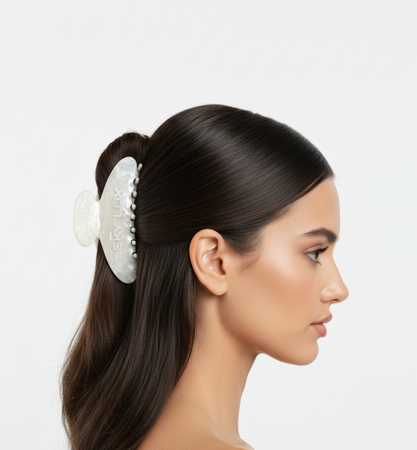 Sky Lux White Marble Clip - Side