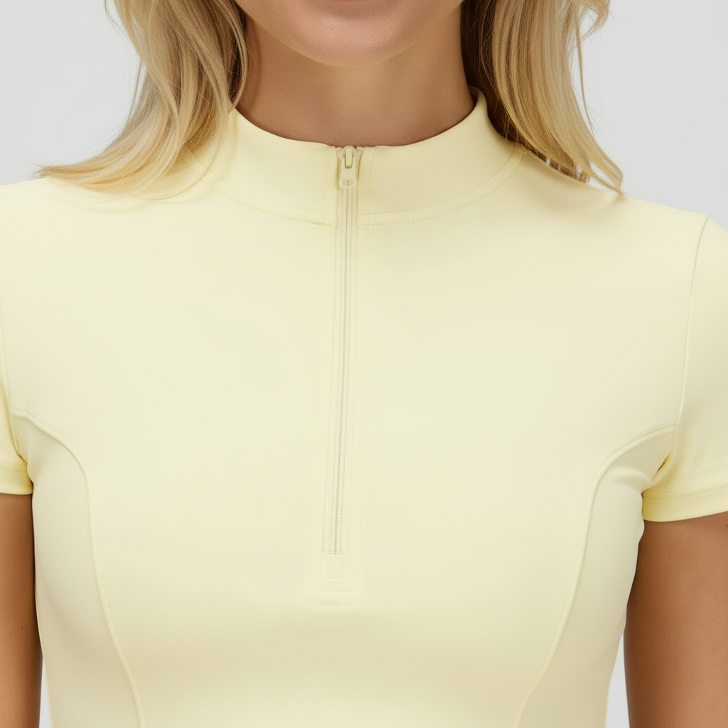 Yellow Crop Top - Zipper Detail Matched